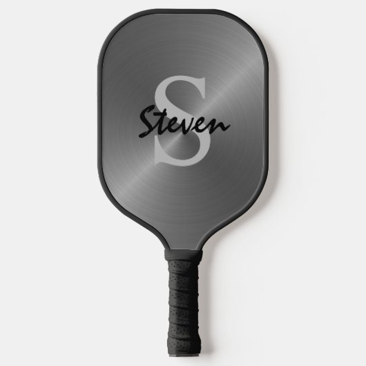 Name des modernen Silver Metallic Chrome Monogram Pickleball Schläger (Vorderseite)