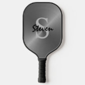 Name des modernen Silver Metallic Chrome Monogram Pickleball Schläger (Rückseite)