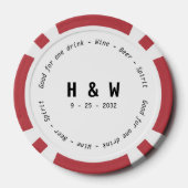 Name des modernen Trinkscheins Datum Hochzeit Pokerchips (Rückseite)