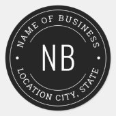 Name des modernen Unternehmens Black Custom Runder Aufkleber (Vorderseite)