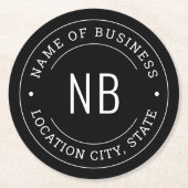 Name des modernen Unternehmens Black Custom Runder Pappuntersetzer (Vorderseite)