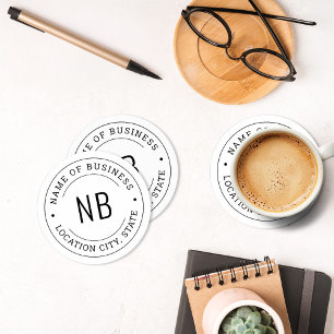 Name des modernen Unternehmens "White Custom Busin Runder Pappuntersetzer