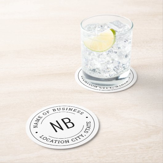 Name des modernen Unternehmens White Custom Busine Runder Pappuntersetzer (Vor Ort)