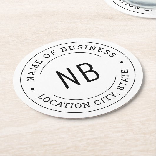 Name des modernen Unternehmens White Custom Busine Runder Pappuntersetzer (Angewinkelt)