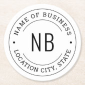 Name des modernen Unternehmens White Custom Busine Runder Pappuntersetzer (Vorderseite)