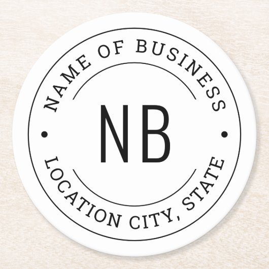 Name des modernen Unternehmens White Custom Busine Runder Pappuntersetzer (Vorderseite)
