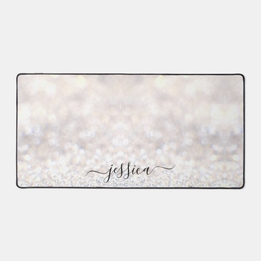 Name des modernen weißen Glitzer Schreibtischunterlage (Vorderseite)