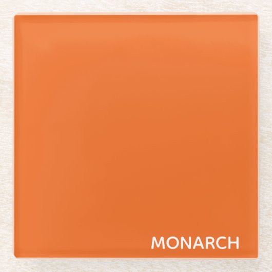 Name des Monarchschmetterlings orange Glasuntersetzer (Vorderseite)