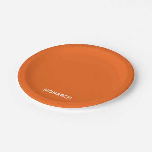 Name des Monarchschmetterlings orange Pappteller (Schrägansicht)