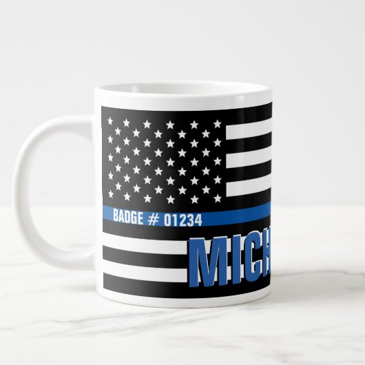 Name des Monogram-Abzeichens der Thin Blue Line-Fl Jumbo-Tasse (Links)