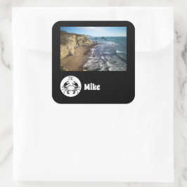 Name des Monogram-Fotos Quadratischer Aufkleber