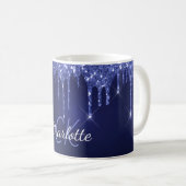 Name des Monogram-Initialskripts für Blue Glitzer- Kaffeetasse (VorderseiteRechts)