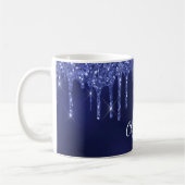 Name des Monogram-Initialskripts für Blue Glitzer- Kaffeetasse (Links)