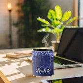 Name des Monogram-Initialskripts für Blue Glitzer- Tasse