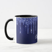 Name des Monogram-Initialskripts für Blue Glitzer- Tasse (Links)