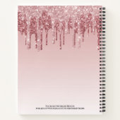 Name des Monogram Pink Ombre-Glitzer Notizblock (Rückseite)
