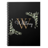 Name des Monogram-Skripts für moderne Greenery Bla Notizblock (Vorderseite)