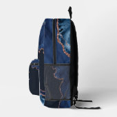 Name des Monogram-Skripts für Navy Blue Gold Agate Bedruckter Rucksack (Rechts)