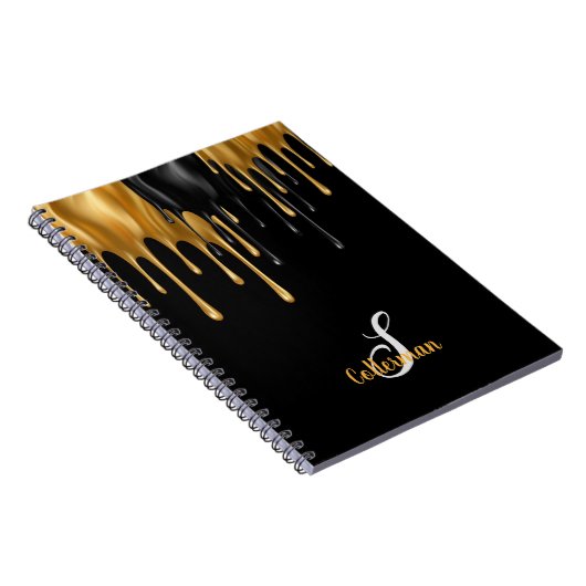 Name des Monogram-Skripts für Schwarz und Gold-Far Notizblock (Rechte Seite)