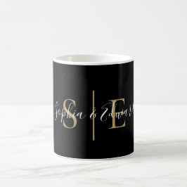 Name des Monogram-Skripts für Schwarz und Gold Kaffeetasse