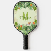 Name des Monogram-Skripts für tropische Wasserfarb Pickleball Schläger (Vorderseite)