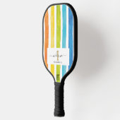 Name des Monogram-Skripts für Wasserfarbenstreifen Pickleball Schläger (Links)