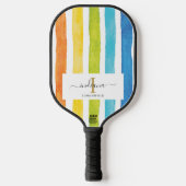 Name des Monogram-Skripts für Wasserfarbenstreifen Pickleball Schläger (Vorderseite)