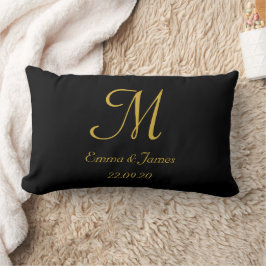 Name des Monogram-Skripts Schwarz und Gold Elegant Lendenkissen