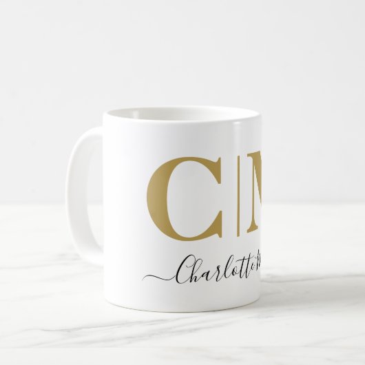 Name des Monogram-Unternehmens Kaffeetasse (Vorderseite Links)