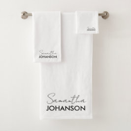 Name des Monogramm-Skripts | Moderne Minimalistisc Badhandtuch Set