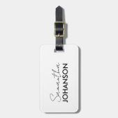 Name des Monogramm-Skripts | Moderne Minimalistisc Gepäckanhänger (Vorderseite vertikal)