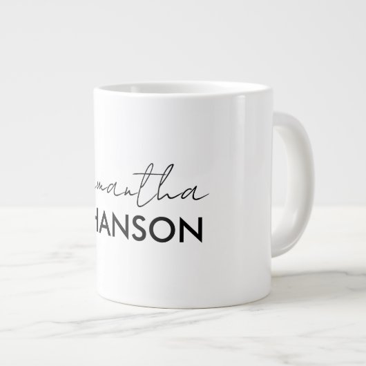 Name des Monogramm-Skripts | Moderne Minimalistisc Jumbo-Tasse (Vorderseite Rechts)