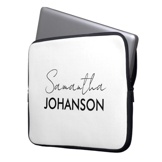 Name des Monogramm-Skripts | Moderne Minimalistisc Laptopschutzhülle (Vorderseite Links)