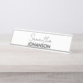 Name des Monogramm-Skripts | Moderne Minimalistisc Schreibtischnamensplakette (Vorderseite )
