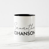 Name des Monogramm-Skripts | Moderne Minimalistisc Zweifarbige Tasse (Mittel)