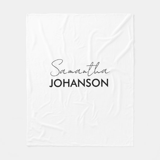 Name des Monogramm-Skripts | Modernes Minimalistis Fleecedecke (Vorderseite)