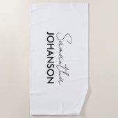 Name des Monogramm-Skripts | Modernes Minimalistis Strandtuch (Vorderseite)