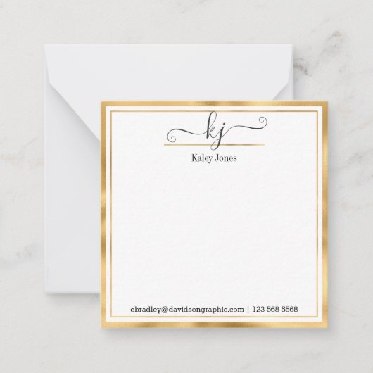 Name des Monogramm-Skripts | vom Schreibtisch der  Mitteilungskarte (Vorderseite)