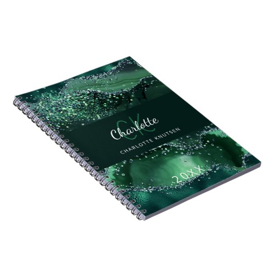 Name des Monogrammes aus grünem Marmor Notizblock (Rechte Seite)