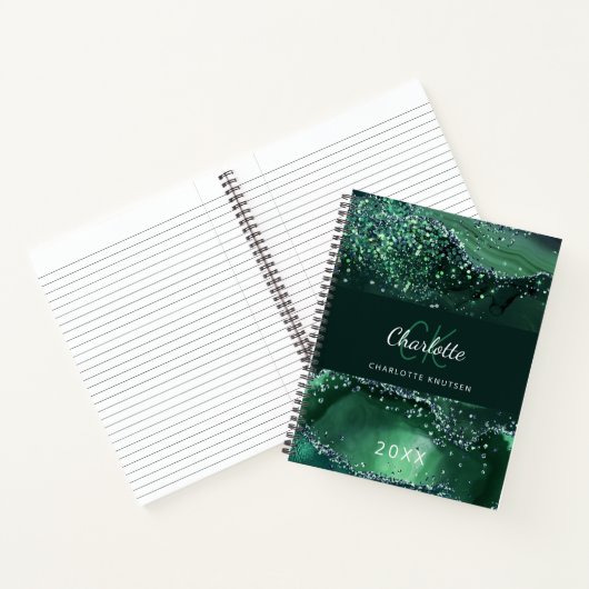 Name des Monogrammes aus grünem Marmor Notizblock (Innenseite)