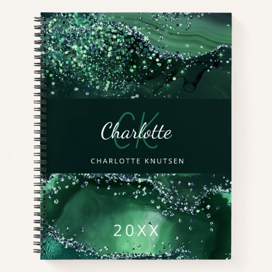 Name des Monogrammes aus grünem Marmor Notizblock (Vorderseite)