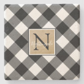 Name des Monogrammes B&W Buffalo Karo Steinuntersetzer (Vorderseite)