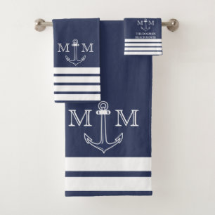 Name des Monogrammes der Nautischen Marine Badhandtuch Set