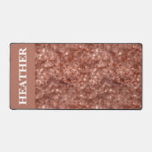 Name des Monogrammes der Rose-Gold-Sequenzer-Glitz Schreibtischunterlage (Vorderseite)