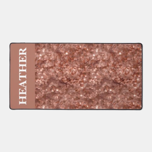 Name des Monogrammes der Rose-Gold-Sequenzer-Glitz Schreibtischunterlage (Vorderseite)