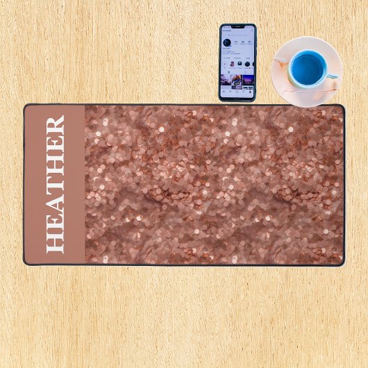Name des Monogrammes der Rose-Gold-Sequenzer-Glitz Schreibtischunterlage