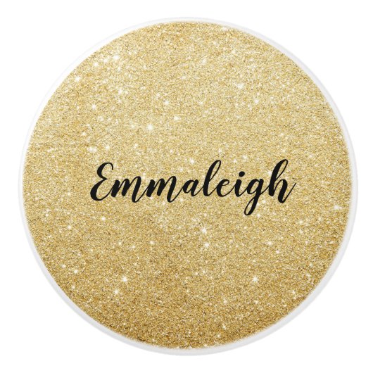 Name des Monogrammes des Gold Glitzer Keramikknauf (Vorderseite)