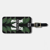 Name des Monogrammes des Reisenden | Blumenthema Gepäckanhänger (Vorderseite horizontal)