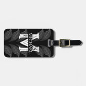 Name des Monogrammes des Reisenden | Blumenthema Gepäckanhänger (Vorderseite horizontal)