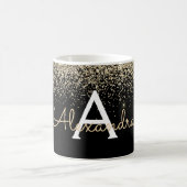 Name des Monogrammes des schwarzen Glitzer Kaffeetasse (Mittel)